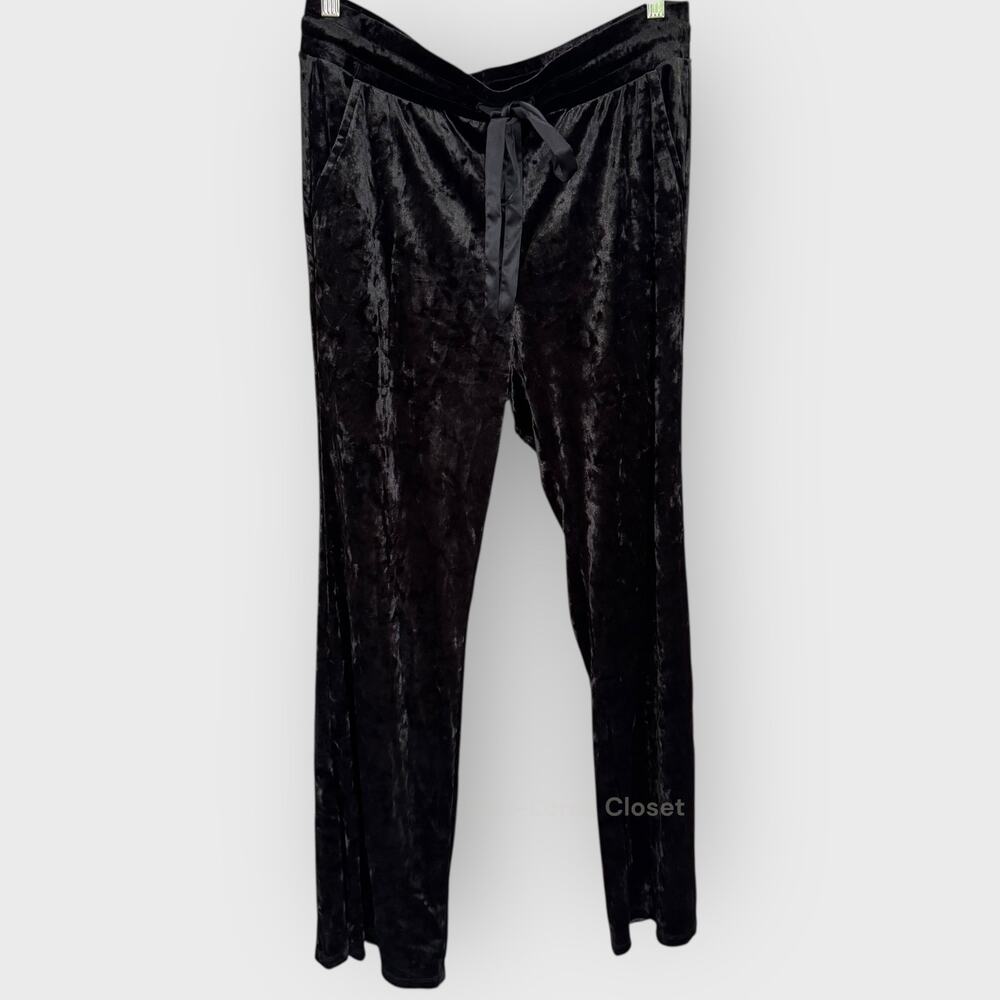 Torrid Black Velvet Lounge Pants Size 0 Plus Bootcut Drawstring Soft